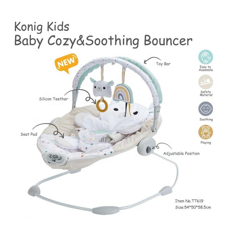 Cadeira de Balanço Eletrônica Ovelha Branca DOT com Música e Brinquedos Sensoriais, Dobrável para Uso Interno e Externo, Cadeira de Balanço para Bebês Recém-Nascidos