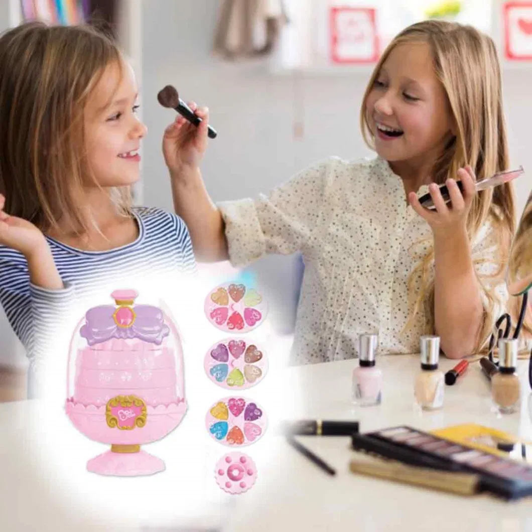Conjunto de Maquiagem de Brinquedo com Maleta Plástica para Vestir, Escova de Maquiagem para Meninas, Maquiagem para Crianças, Conjunto Pequeno
