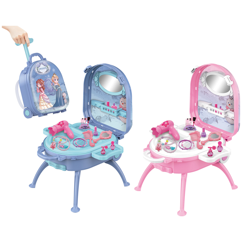 Conjunto de Maquiagem de Plástico para Meninas 4 em 1 Maleta Portátil Brinquedos Bonitos Brinquedos de Faz de Conta