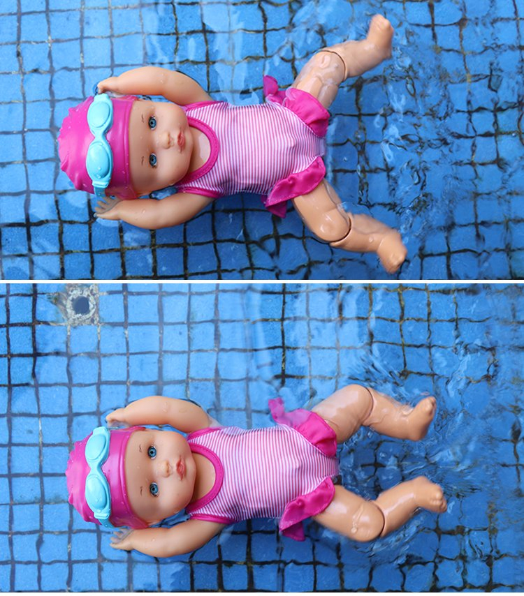 Brinquedos de Boneca para Natação à Bateria 13 Polegadas Brinquedo de Banho à Prova d'Água para Bebês