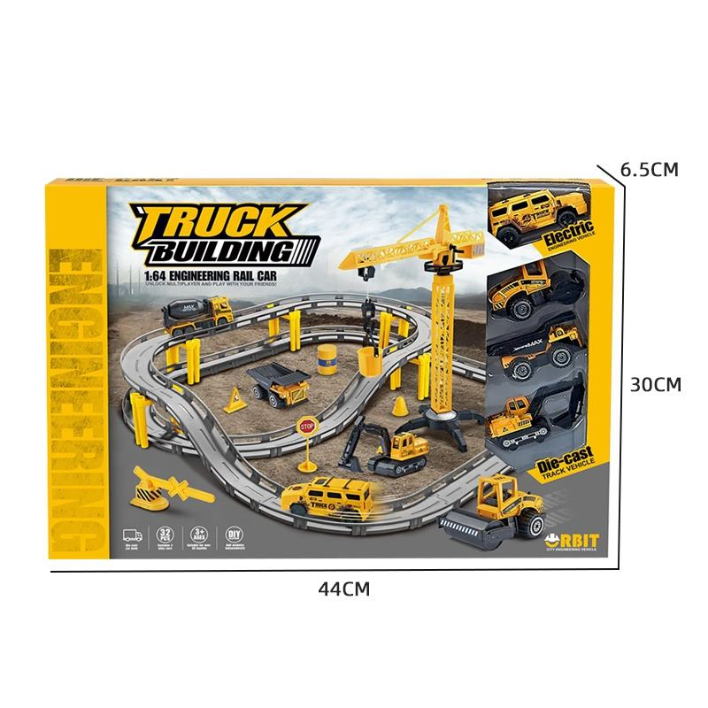 Samtoy 1: 64 32PCS Brinquedos de Construção Elétricos Veículos para Montagem Pista de Corrida Flexível para Crianças Brinquedo de Plástico