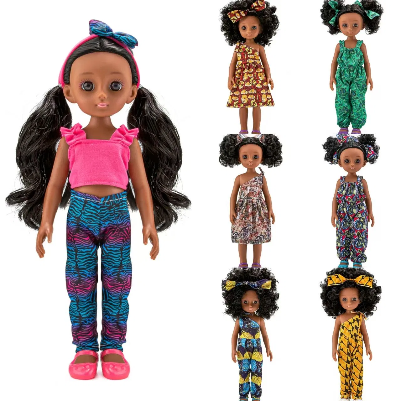 13 Item Novo Fábrica Fornecimento Direto Alta Qualidade Vinil Plástico Moda Bonita Boneca Menina Negra