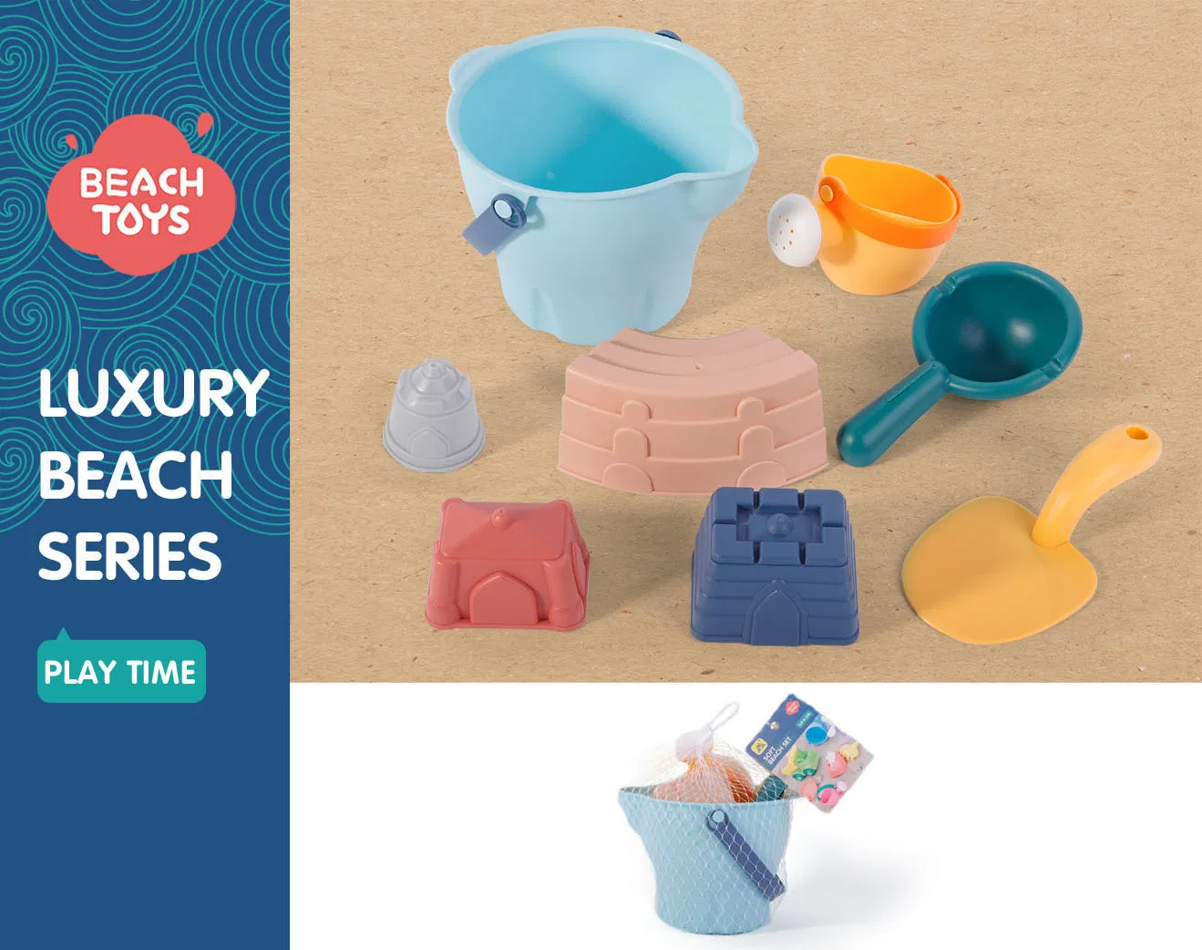 Brinquedos de Verão para Crianças Conjunto de Construção de Castelo de Areia Brinquedos de Praia para Crianças Balde de Praia de Plástico Macio 8-Piece