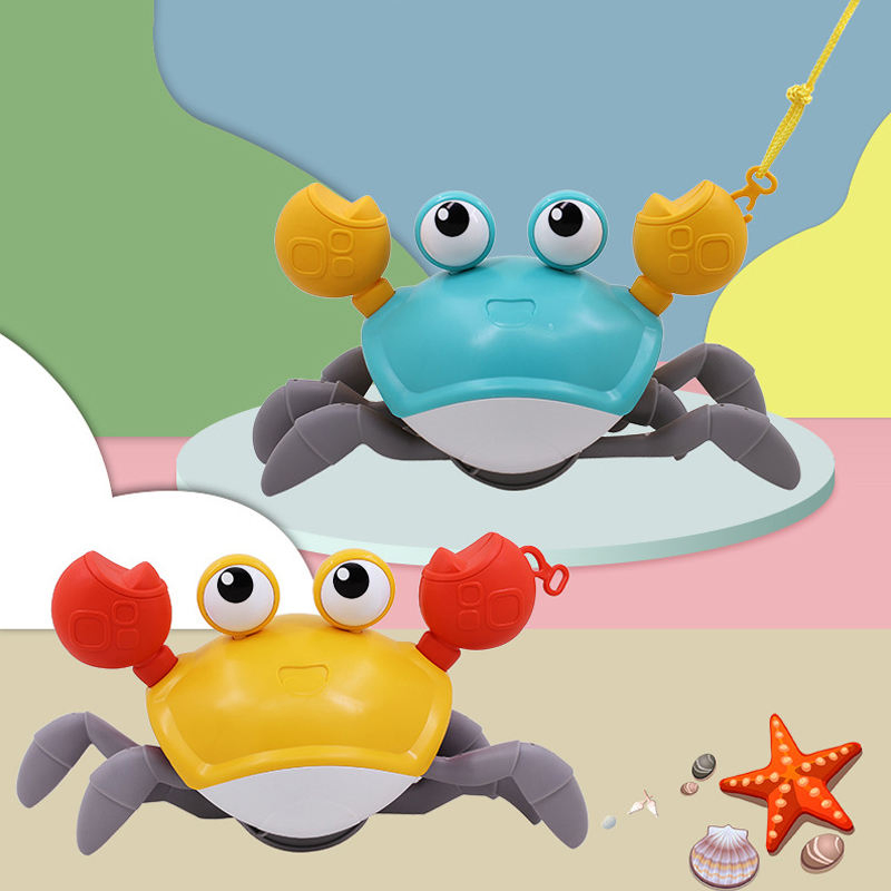 Brinquedo de bebê Samtoycn para banheiro, chuveiro de plástico, caranguejo fofo que anda e flutua na água, brinquedo de banho para animais