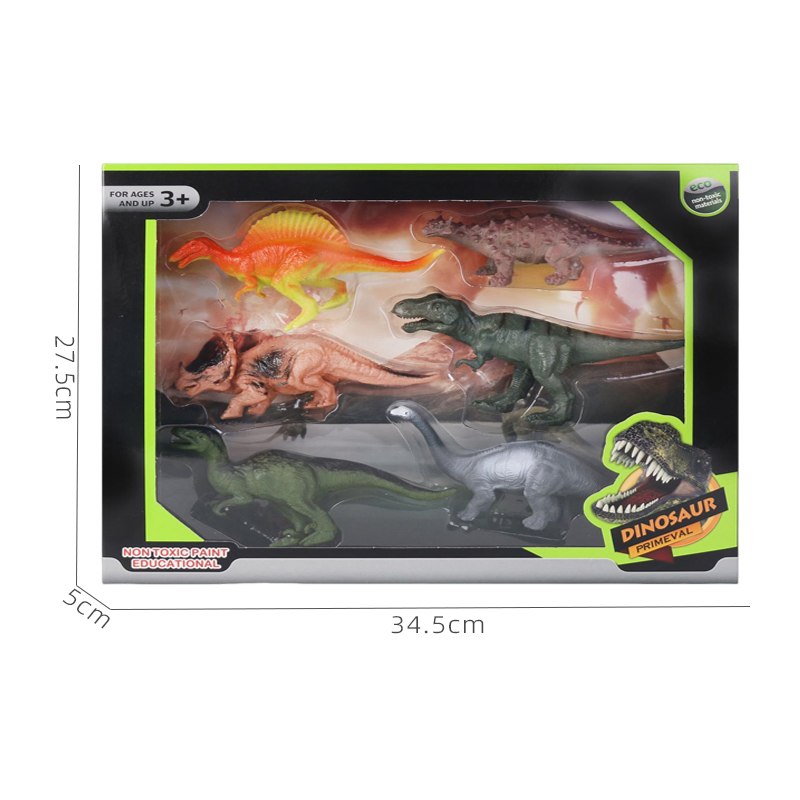 6-Pack Conjunto de Modelos de Animais Jurássicos de Plástico para Crianças, Suprimentos Educacionais de Cognição, Decoração para Festas, Figuras de Dinossauros de PVC