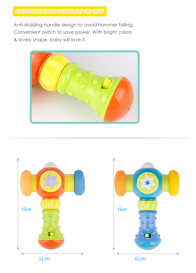 Brinquedo Montessori de Jogo de Golpe com Cabeça de Plástico Macio para Bebê de 1 Anos com Martelo de Pounding com Luz e Música