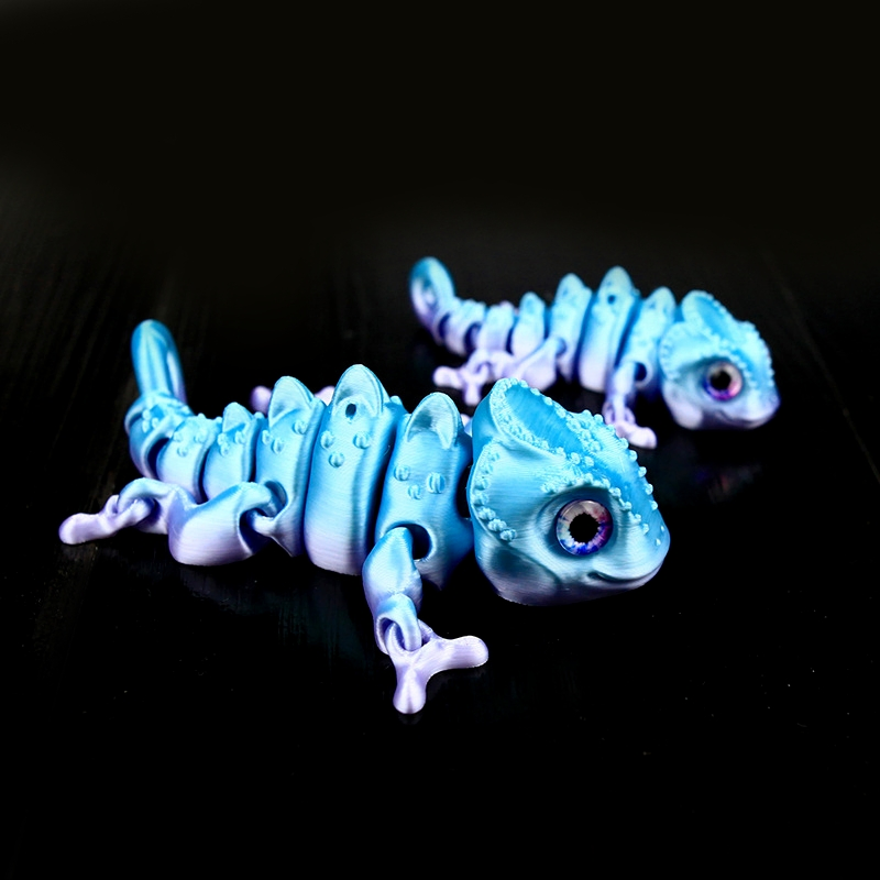 Melhor Vendido 3D Modelo de Animal Figurine em Plástico com Impressão de Camaleão Laser Móvel Gradiente Brinquedo Presente