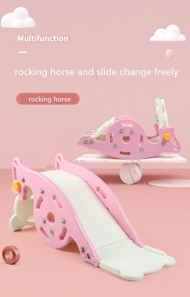 Estoque 3 em 1 Cavalo de Balanco Multifuncional Indoor para Bebês, Carro de Balanço de Plástico para Crianças de 2 a 4 Anos