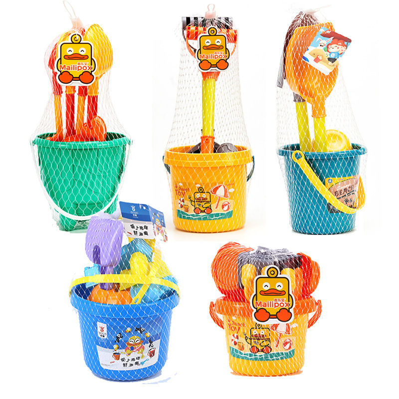 Diversão na Areia: Conjuntos de Brinquedos de Praia Duráveis de Plástico para Crianças, Conjunto de Pás e Baldes de Plástico Colorido e Espesso, Brinquedo Educativo