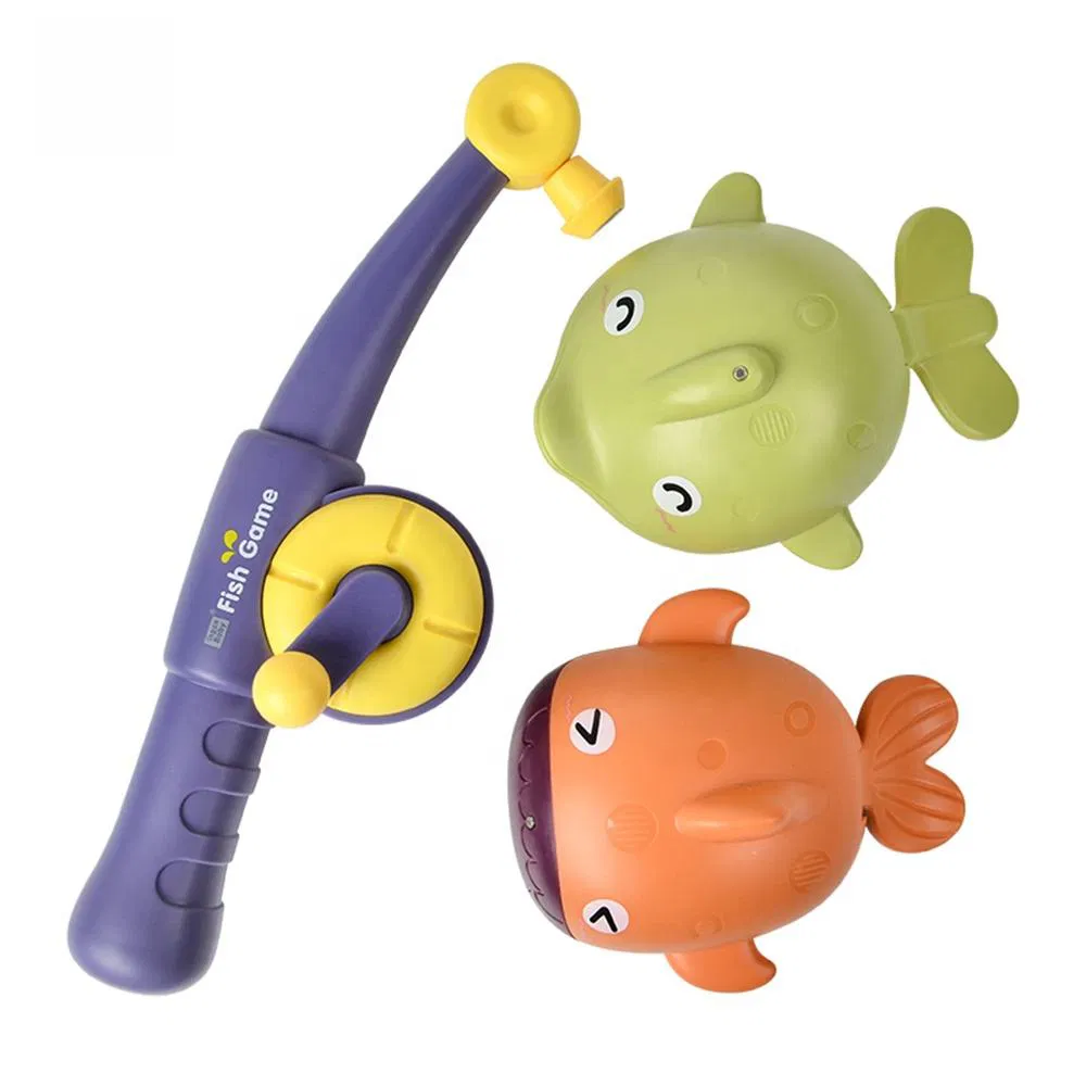 Brinquedos de Atacado Peixes de Natação com Corda Brinquedo de Banho para Bebês Conjunto de Brinquedos de Pesca Magnética para Banheira de Plástico