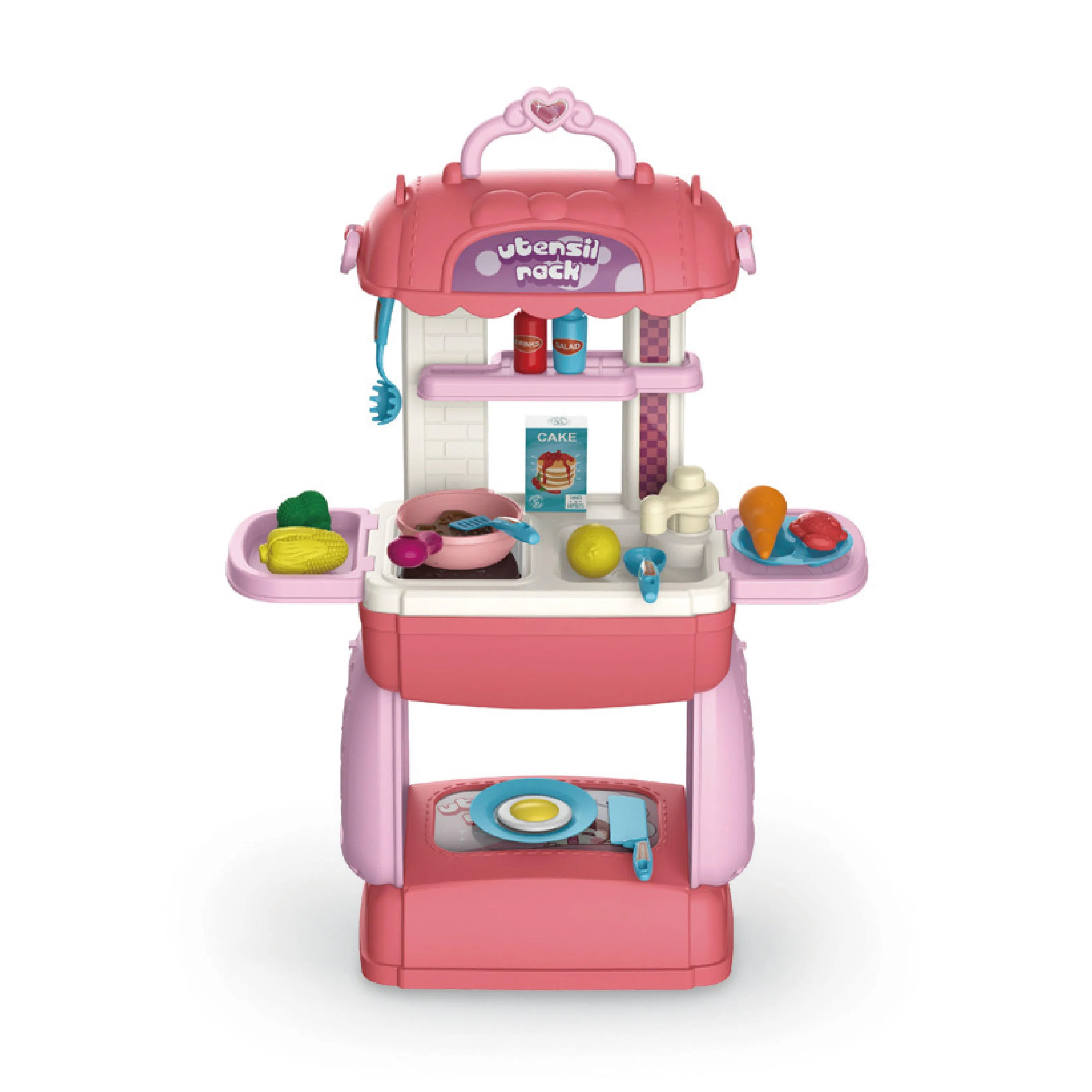Conjunto de Brinquedos de Cozinha de Plástico Ecológico para Crianças Mochila Brinquedos de Cozinha para Crianças Idades 3-5