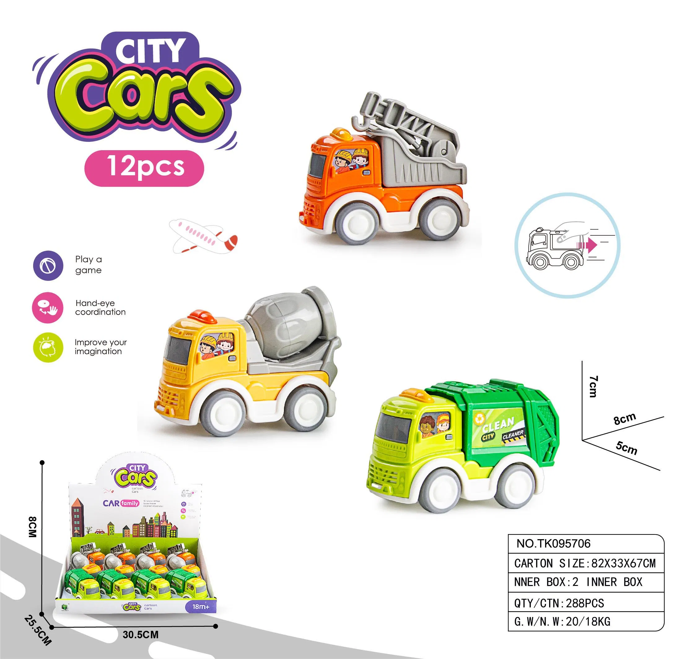 Caminhão de Construção Brinquedo de Plástico Carro de Desenho Animado Brinquedo Educativo para Crianças Carros de Volta para Cima Conjuntos de Caminhões Pequenos para Crianças