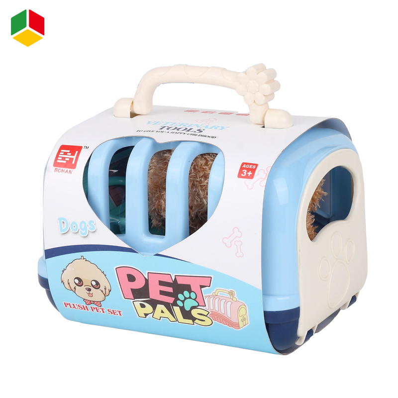 Brinquedo Educativo de Pretender Brincar para Crianças, Cesta de Mão Plástica Portátil 6PCS Conjunto de Brinquedos de Simulação de Papel de Doutor, Boneco de Cachorro de Pelúcia Fofo e Macio para Crianças
