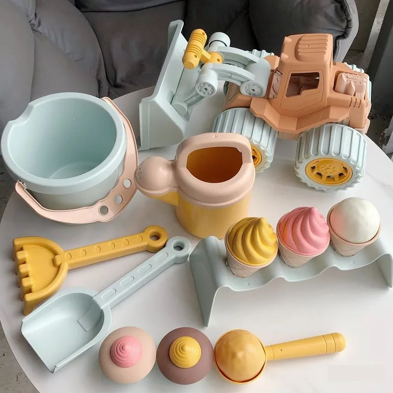 Conjunto de Ferramentas de Balde de Plástico de Verão Brinquedos de Jogo Ecológicos de Palha de Trigo
