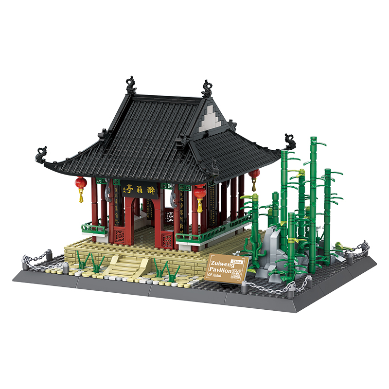 Caixa de presente colecionável de simulação educativa em plástico para crianças OEM/ODM Modelo Zuiweng Pavilion Anhui China 917PCS Brinquedo de montar DIY
