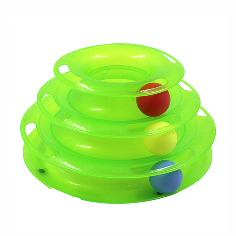 Brinquedo Interativo para Gato com Bola de Torre de Trilhos de Plástico Removível e Ecológico para Exercício de Treinamento 3 Nível