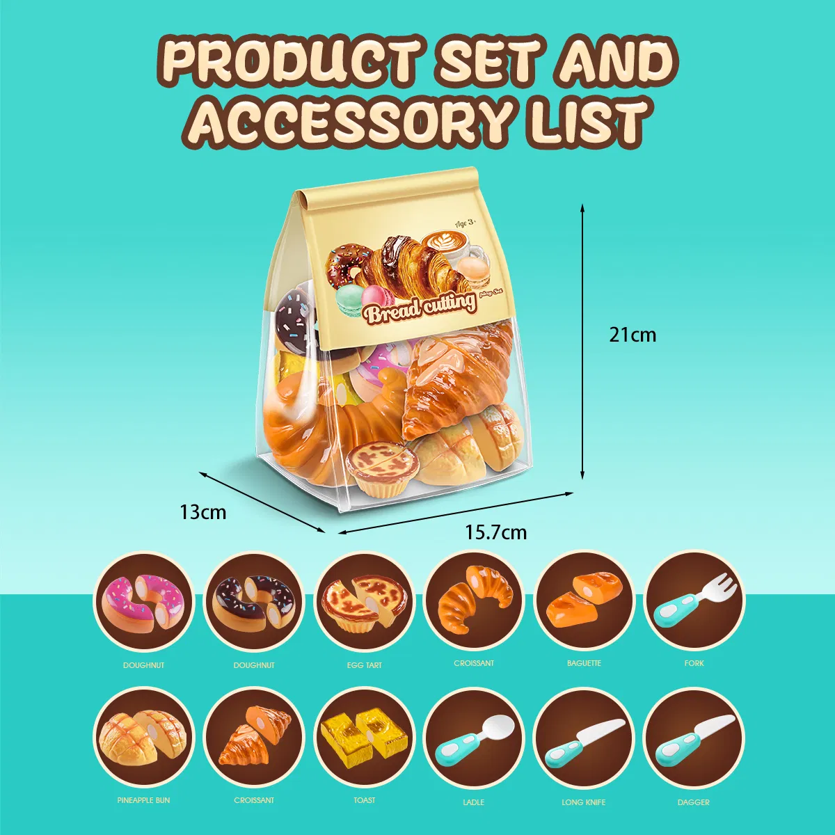Brinquedos de Cozinha de Plástico Miniatura para Brincar de Fazer Comida Simulação de Alimentos para Crianças Embalagem de Bolo, Sobremesa e Pão DIY