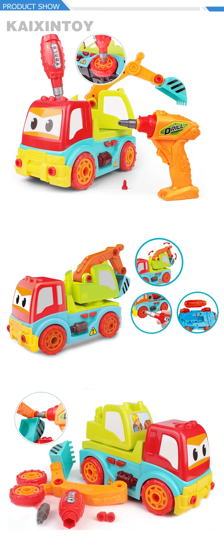 Caminhão de Plástico Desmontável Brinquedo de Construção para Crianças