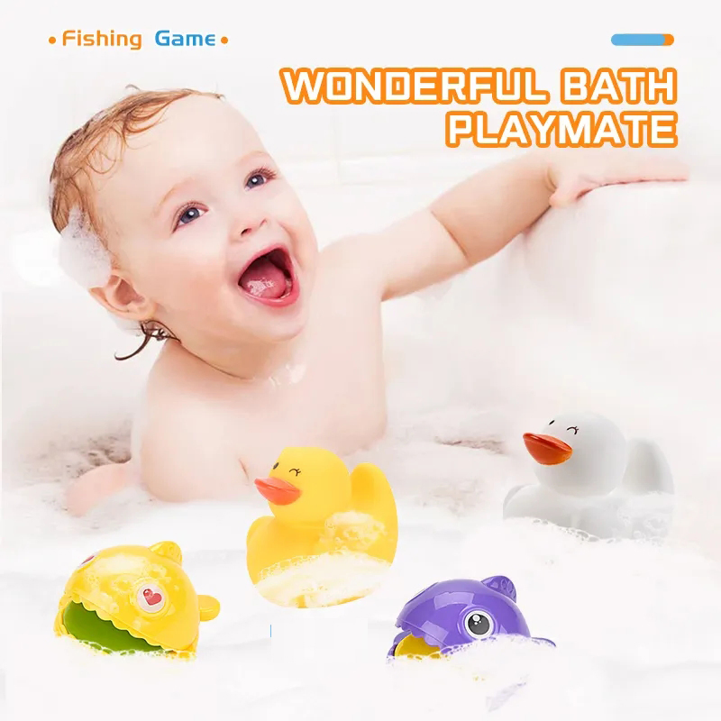 Brinquedos para Crianças Banho Plástico Crianças Engraçado Colorido Bebê Brinquedo Interessante Peixe Pato Jogo Diferença Tipos 8-Piece Conjunto de Pesca Ferramenta de Pesca