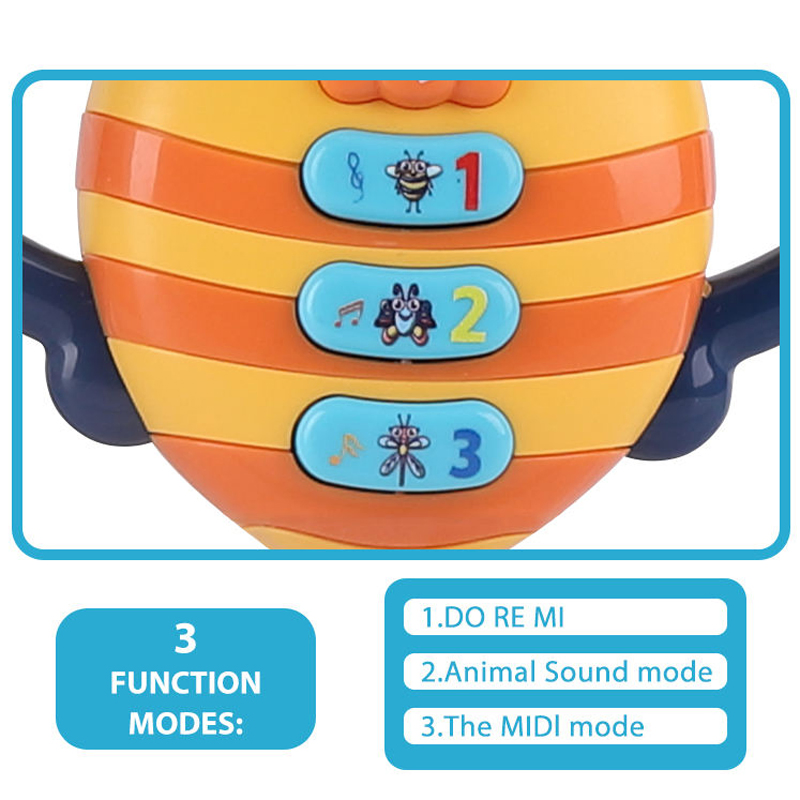 Brinquedo Musical Eletrônico de Abelha de Plástico para Bebês, Instrumentos Musicais Adoráveis para Bebês de 6 a 12 Meses