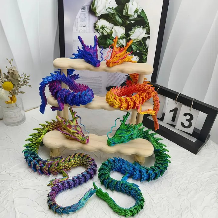 Brinquedo de Dragão Ativo Impresso para Crianças Flexibilidade Criativa de Animais e Dinossauros Plástico Panlong Unissex para Crianças 3D