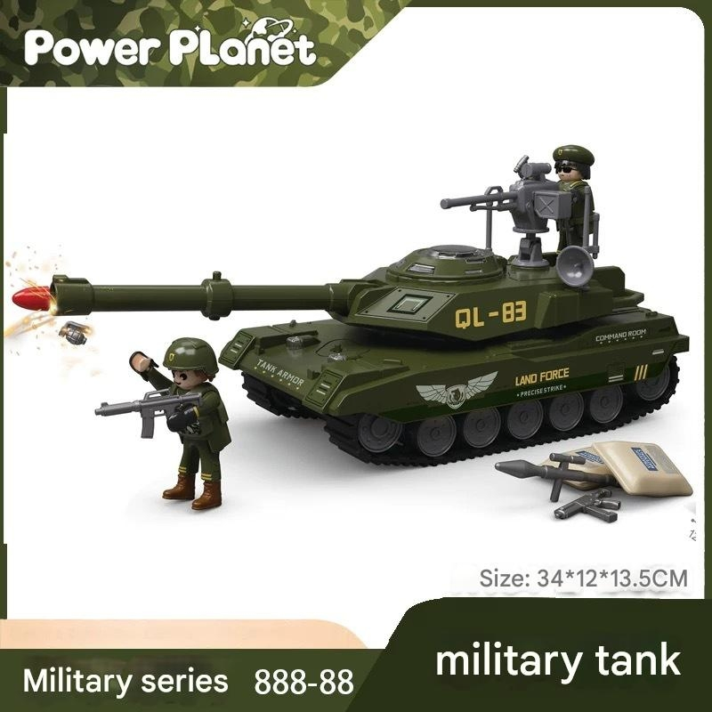 Conjunto de Blocos de Montagem de Série Militar Brinquedo de Plástico com Música e Luz