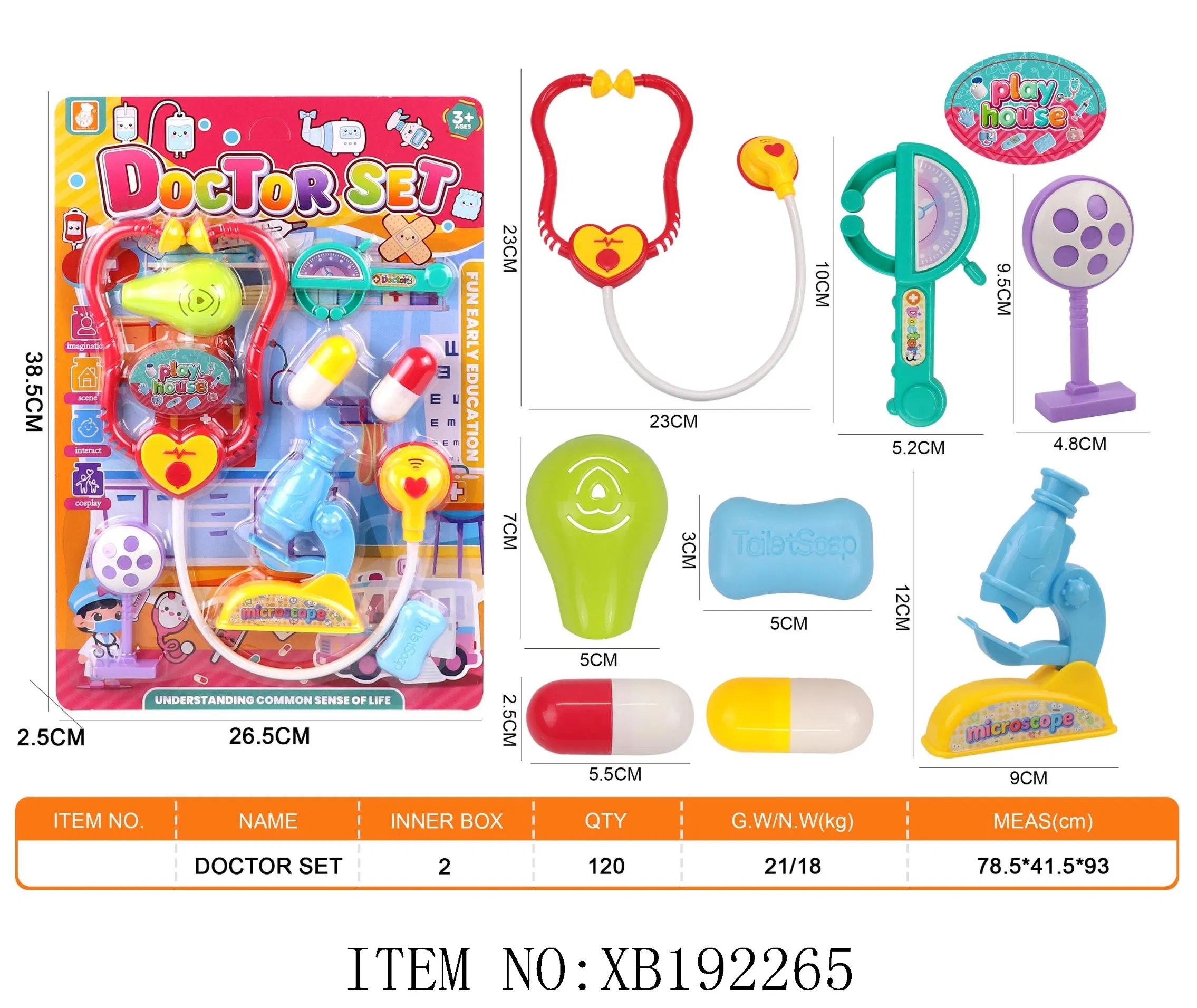 Conjunto de Brinquedo de Médico de Atacado Barato da Fábrica Xinbo em Plástico Material ABS para Brincadeira de Faz de Conta para Crianças 2-7 Anos Unissex Opção de Logotipo Personalizado