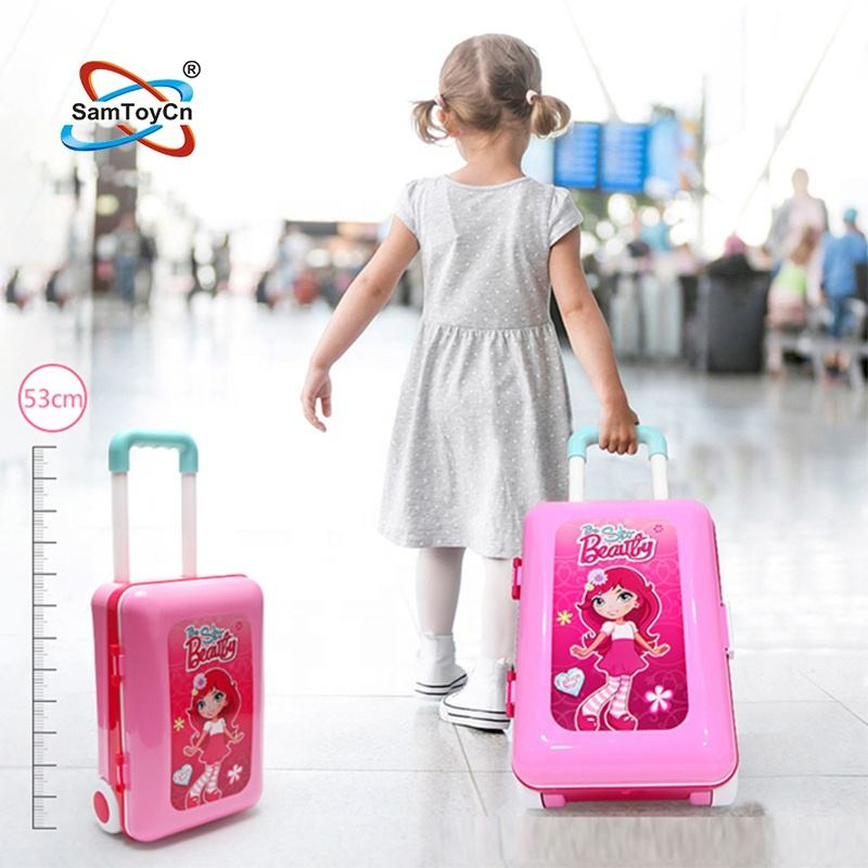 Samtoy 2 em 1 Conjunto de Brinquedo de Maquiagem para Meninas com Mesa de Beleza de Pré-escola e Maleta de Plástico