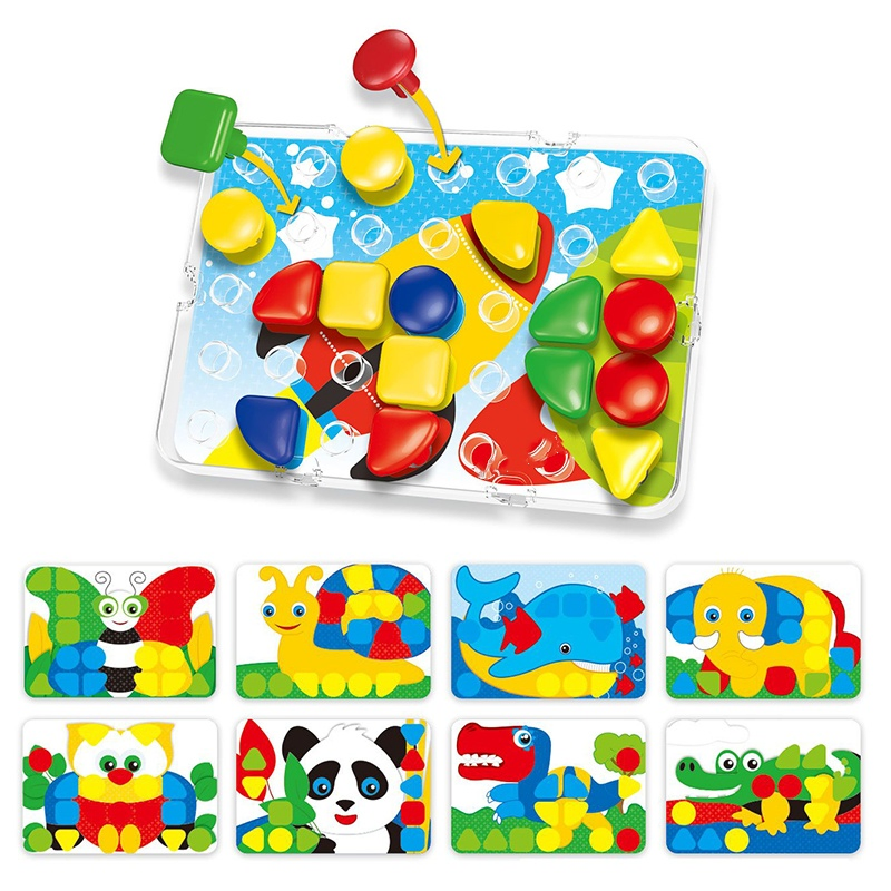 Brinquedo Infantil Pinos Mágicos Caranguejo Placa de Correspondência de Percepção de Cores Cogumelo de Plástico Quebra-Cabeça de Pinos