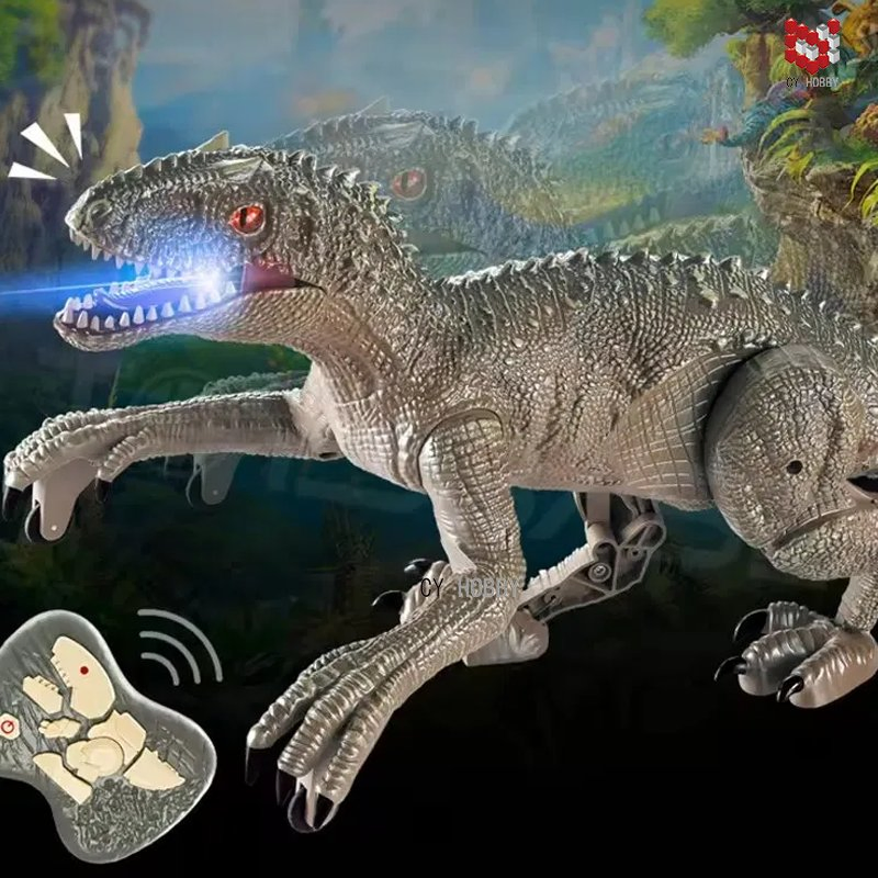 2.4G Modelo de Animal RC com Sons, Brinquedo de Dinossauro Robot Andante com Luz LED Modelo de Animal Simulado de Plástico Controle Remoto Infravermelho RC Brinquedo de Dinossauro Brinquedo para Crianças