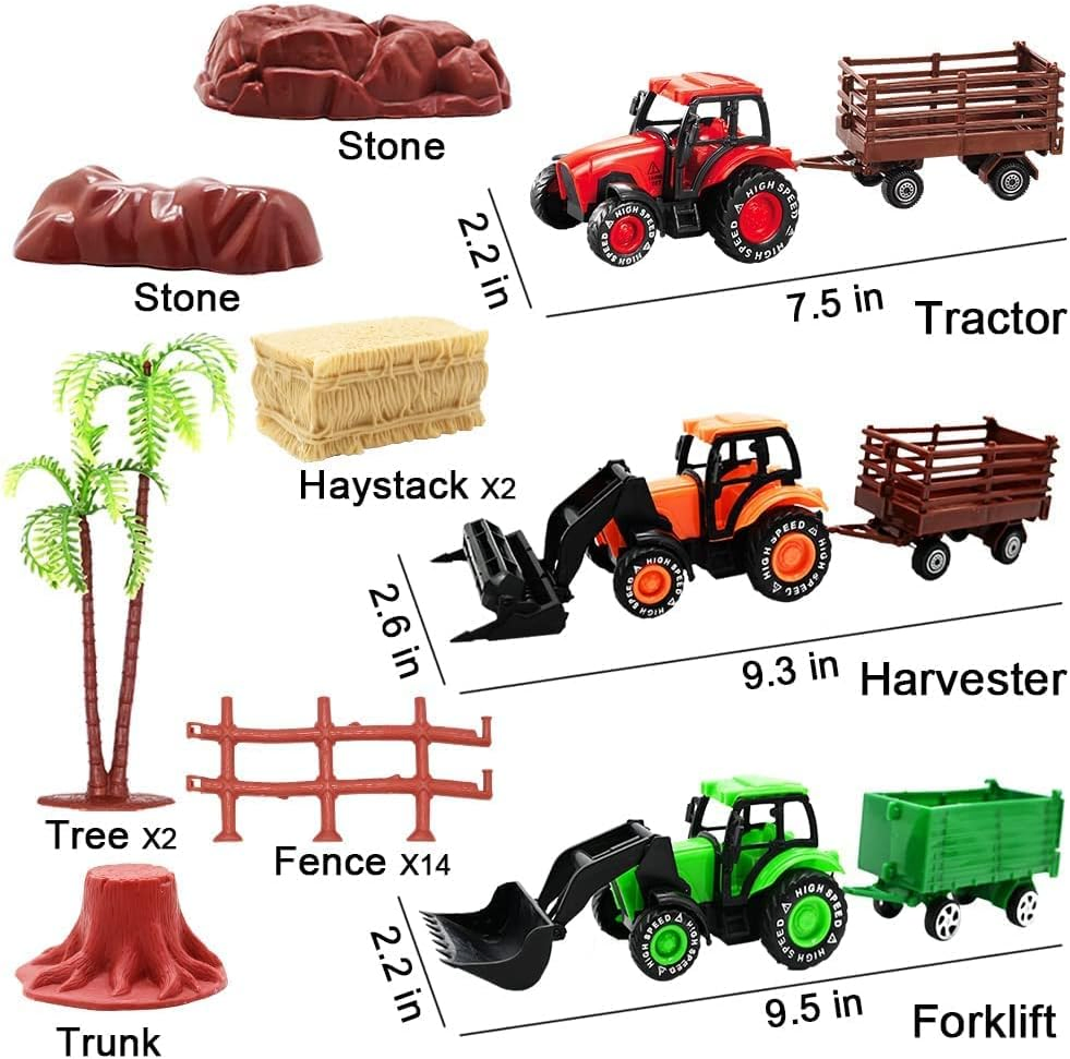 Trator de Brinquedo de Fazenda com 53PCS Animais de Fazenda de Plástico Brinquedos de Plástico