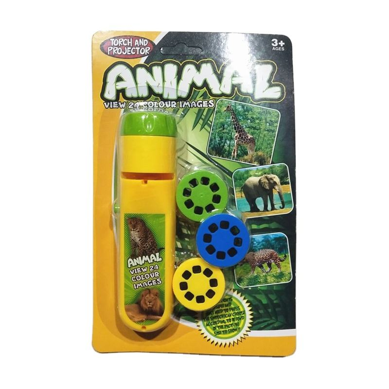 Lanterna Projetora Elétrica de Plástico para Crianças Brinquedo de Animação Presente de Aniversário para Crianças Brinquedo Educativo de Aprendizado Precoce