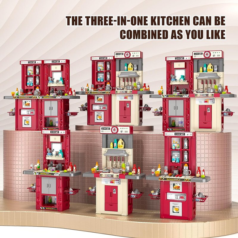 Conjunto de Brinquedo de Cozinha de Plástico para Crianças com Spray de Brincadeira