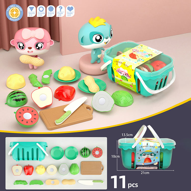 Conjunto de Frutas e Legumes da Cozinha para Brincar, Brinquedos de Frutas Cortadas em Plástico, Legumes para Cortar, Música para Meninos e Meninas, Unissex