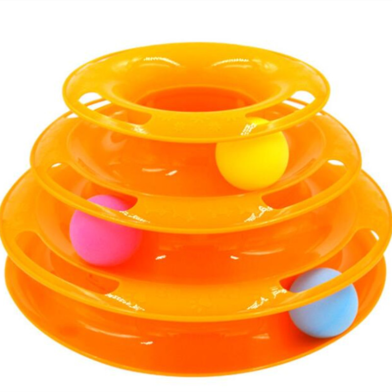 Brinquedo Interativo para Gato com Bola de Torre de Trilhos de Plástico Removível e Ecológico para Exercício de Treinamento 3 Nível