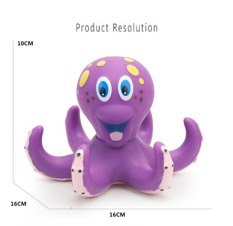 2022 Brinquedos de Banho Engraçados e Ecológicos Flutuantes em Cartoon para Bebês com 5 Anéis de Plástico Polvo Roxo para Crianças