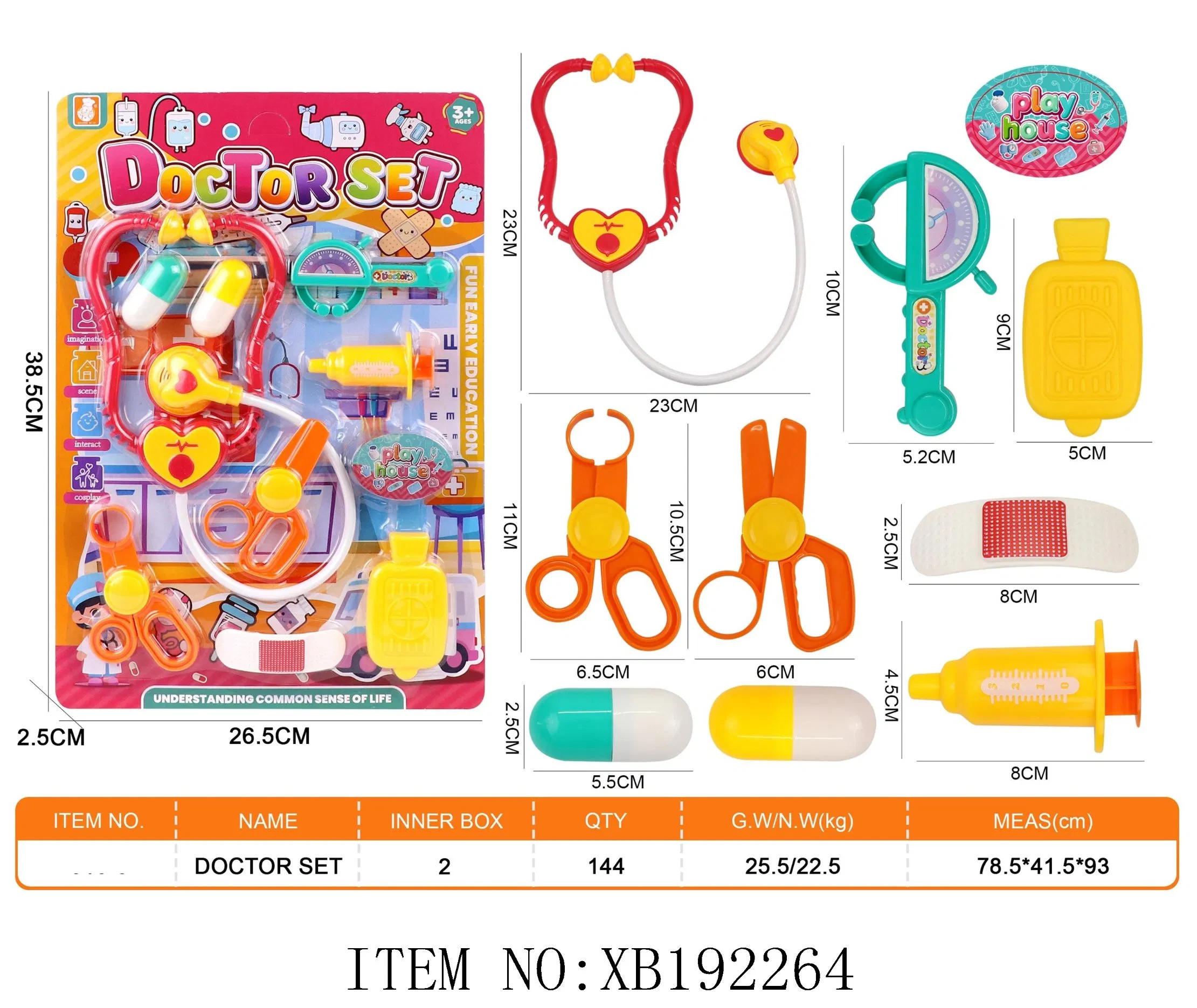 Conjunto de Brinquedo de Médico de Atacado Barato da Fábrica Xinbo em Plástico Material ABS para Brincadeira de Faz de Conta para Crianças 2-7 Anos Unissex Opção de Logotipo Personalizado
