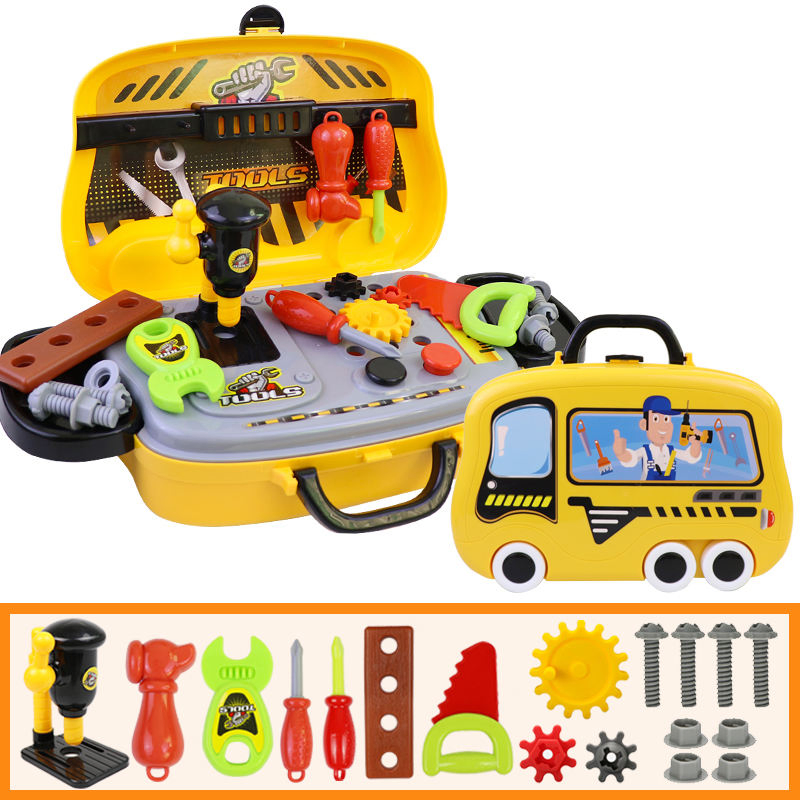 Ferramenta de Promoção por Atacado Jogo de Fazer de Conta 2 In1 Conjunto de Ferramentas de Oficina Ecológica com Acessórios para Crianças Brinquedo de Ferramenta de Plástico