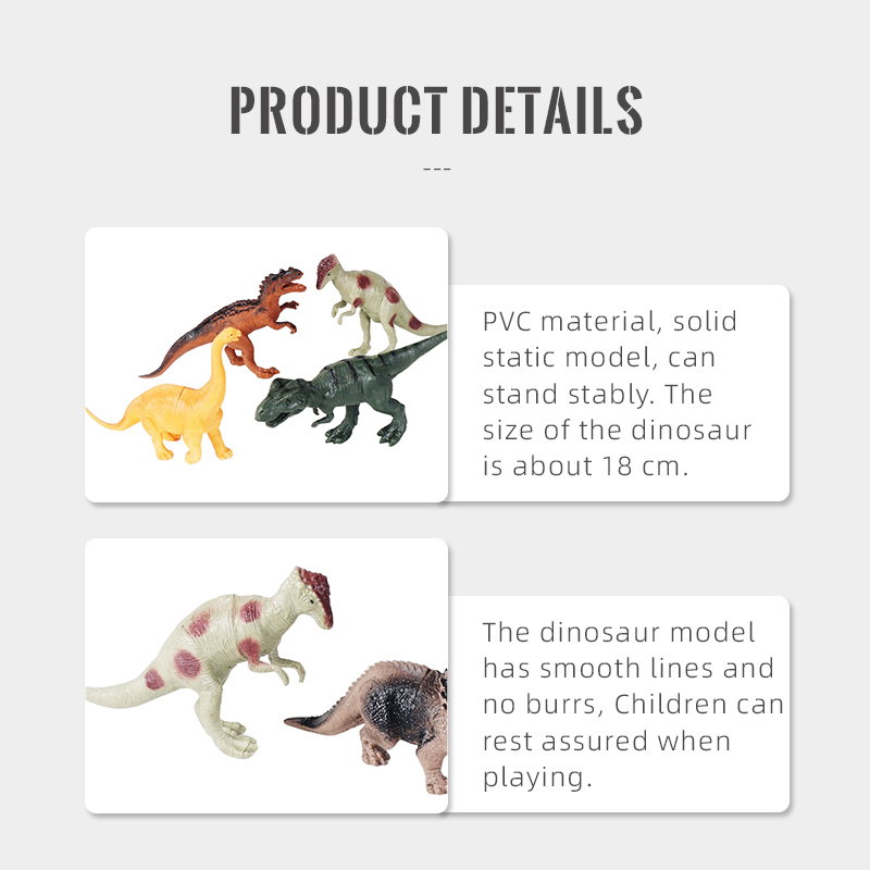 6-Pack Conjunto de Modelos de Animais Jurássicos de Plástico para Crianças, Suprimentos Educacionais de Cognição, Decoração para Festas, Figuras de Dinossauros de PVC