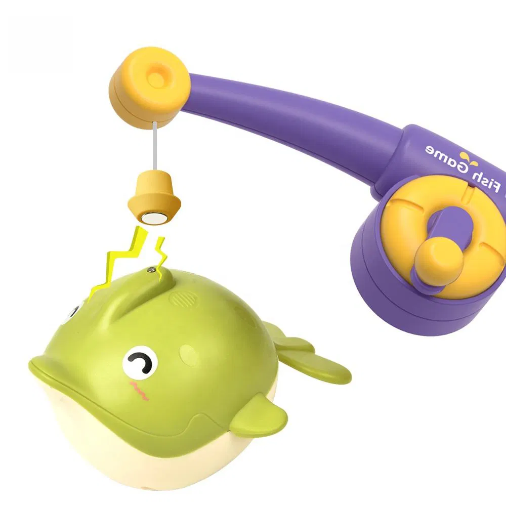 Brinquedos de Atacado Peixes de Natação com Corda Brinquedo de Banho para Bebês Conjunto de Brinquedos de Pesca Magnética para Banheira de Plástico
