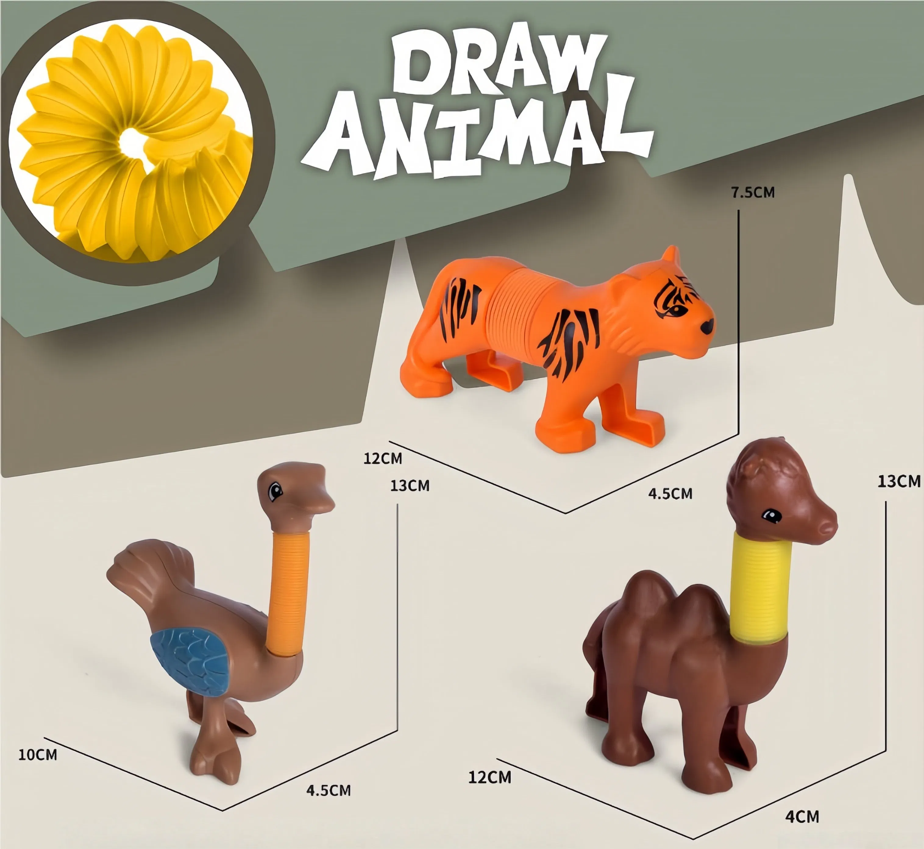 Conjunto de Animais de Plástico para Atacado 3 PCS - Brinquedo Engraçado para Crianças para Alívio do Estresse