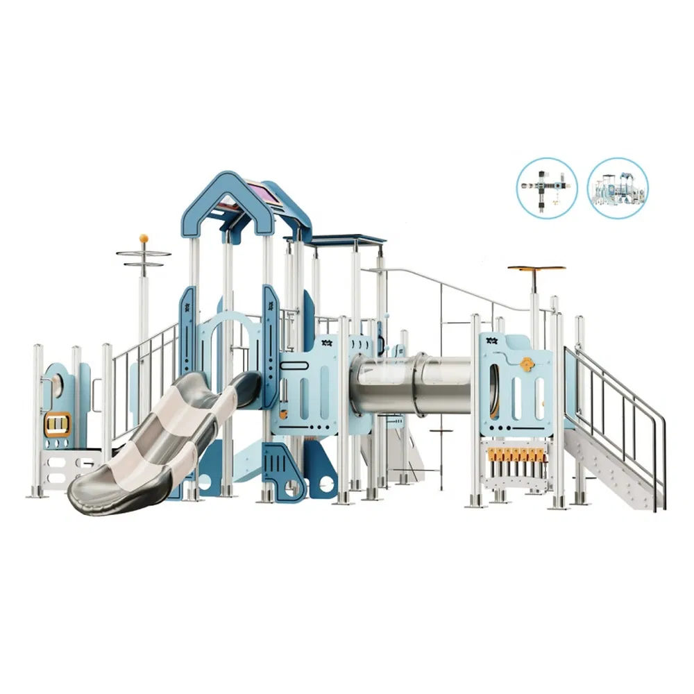 Estrutura de Escorregador e Escalada Integrada Resistente à Ferrugem Brinquedo de Plástico para Crianças Parque Playground ao Ar Livre