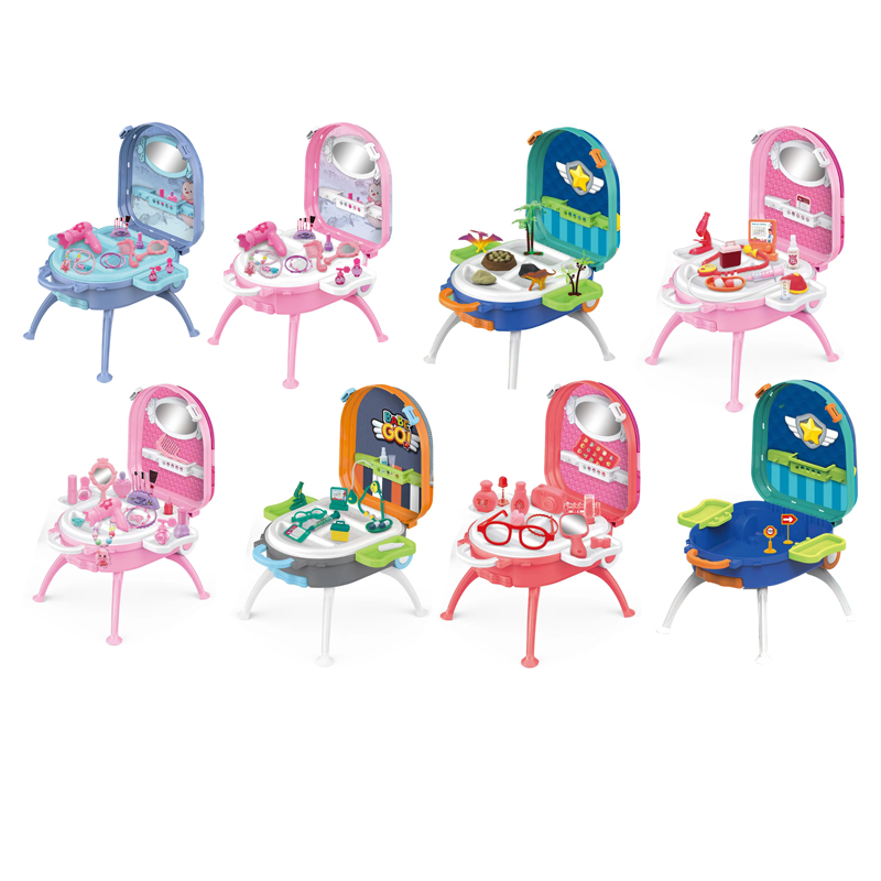 Conjunto de Maquiagem de Plástico para Meninas 4 em 1 Maleta Portátil Brinquedos Bonitos Brinquedos de Faz de Conta