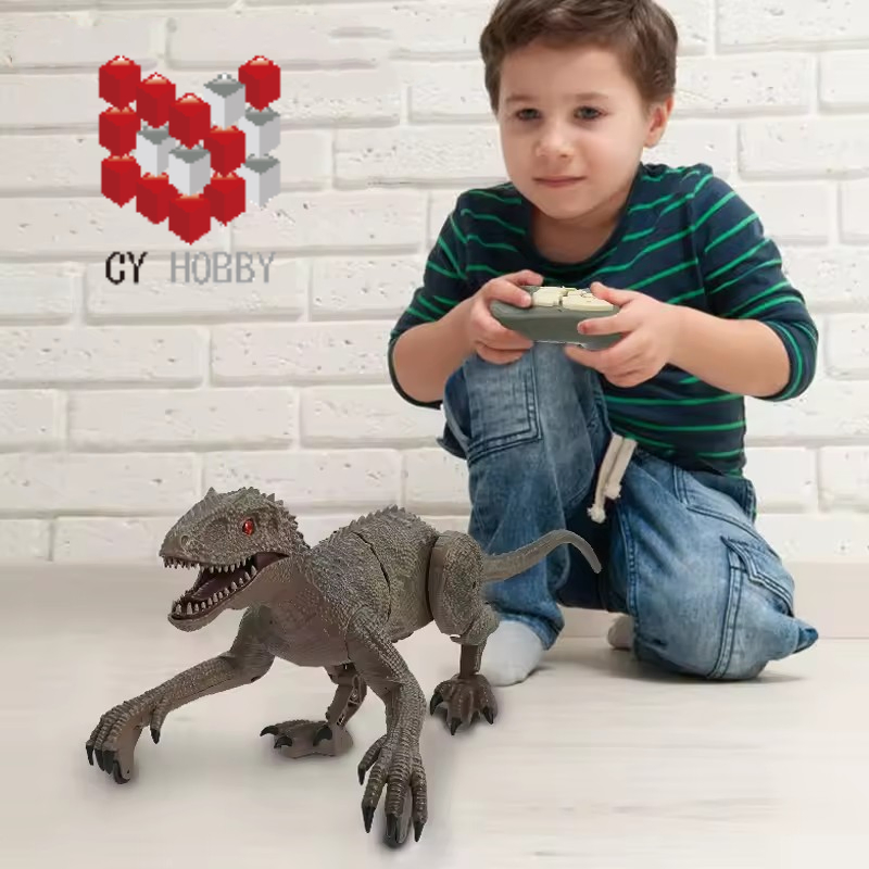 2.4G Modelo de Animal RC com Sons, Brinquedo de Dinossauro Robot Andante com Luz LED Modelo de Animal Simulado de Plástico Controle Remoto Infravermelho RC Brinquedo de Dinossauro Brinquedo para Crianças