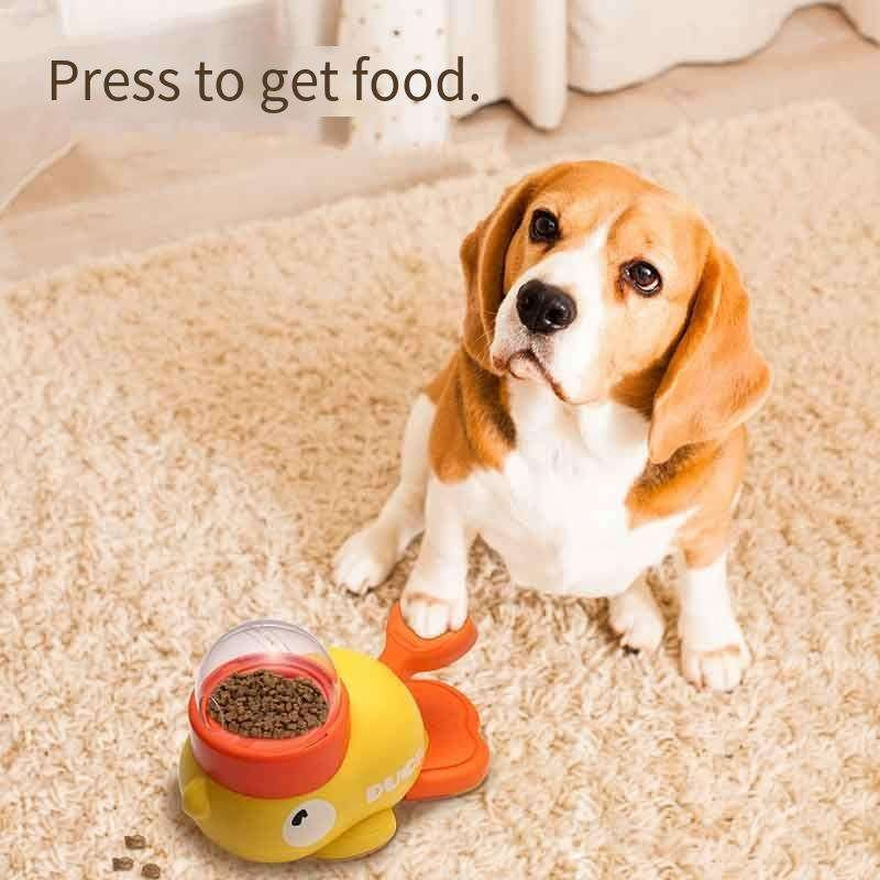 Comedouro de Plástico Ecológico para Gatos e Cães com Brinquedo de Pato Divertido