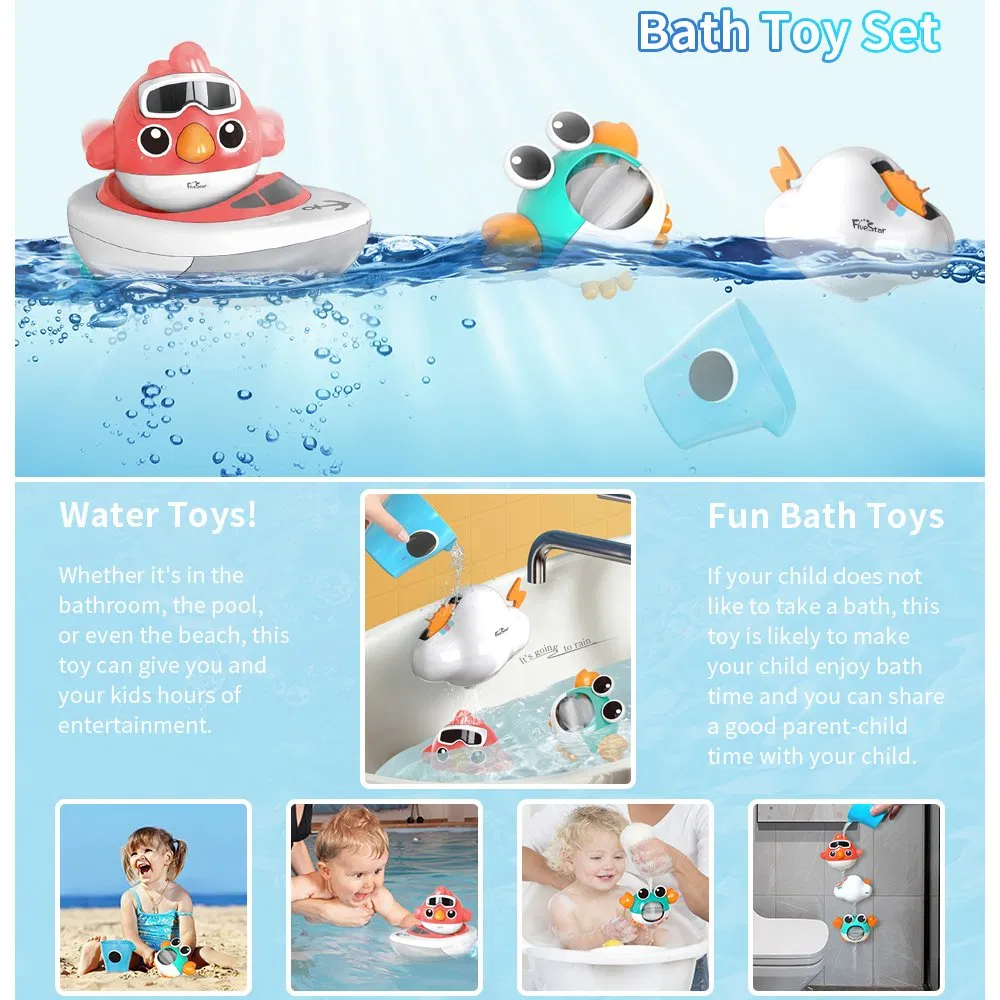 Conjunto de Brinquedos de Água para Banho Simulado Chuva Brinquedo de Plástico Fofo para Crianças