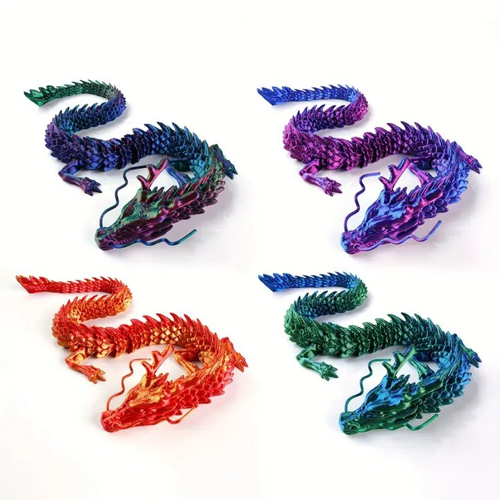 Brinquedo de Dragão Ativo Impresso para Crianças Flexibilidade Criativa de Animais e Dinossauros Plástico Panlong Unissex para Crianças 3D
