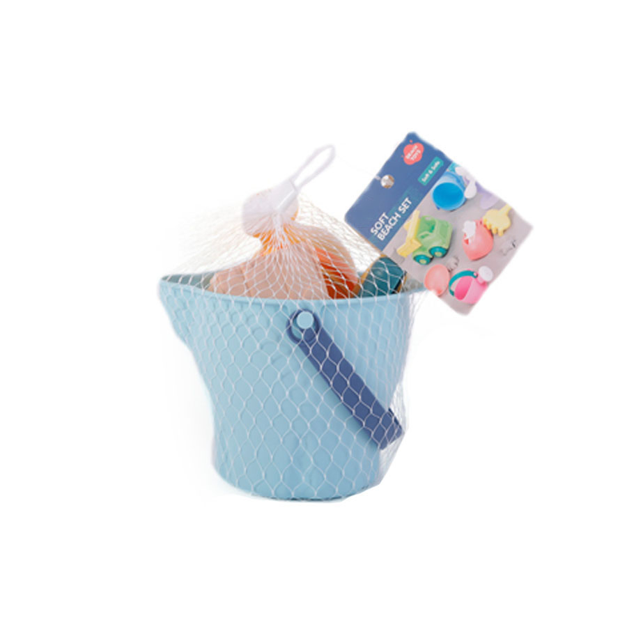 Brinquedos de Verão para Crianças Conjunto de Construção de Castelo de Areia Brinquedos de Praia para Crianças Balde de Praia de Plástico Macio 8-Piece