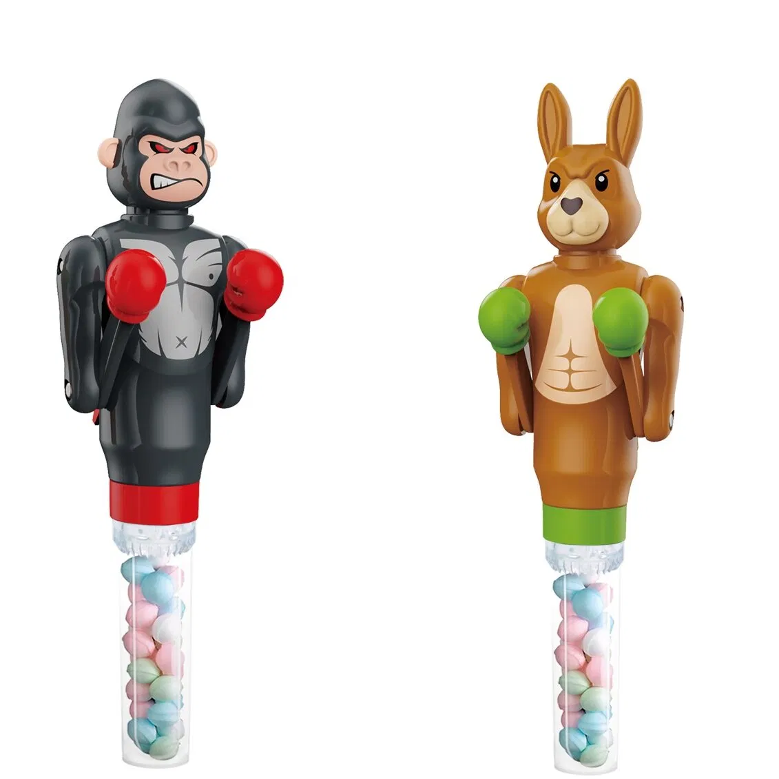OEM Doce Brinquedo Crianças Plástico Boxe Animal Canguru Desenho Animado Gorila Fantasia Doces de Gelatina
