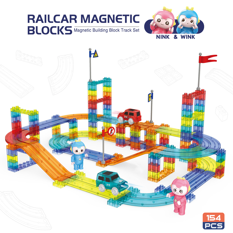 OEM/ODM 3D Quebra-cabeça de Blocos de Construção Magnéticos de Plástico DIY Pista de Bolas Magnéticas Brinquedos de Bolas Rolantes